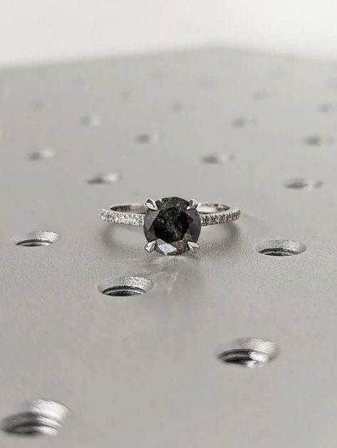 MAIN STONE Type: Natural Salt and Pepper Diamond Cut: Round Setting: Talon Prong Color: Dark / Grey / Icy #Vintage #salt #and #pepper #diamond #engagement #ring #white #gold #engagement #ring #diamond #eternity #ring #wedding #Bridal #Anniversary #promise #ring #art #deco #ring #delicate #ring #diamond #cluster #ring #diamond #ring #engagement #ring #pepper #diamond #ring #promise #ring #prong #ring #salt #and #pepper #solid #gold #ring #vintage #ring #white #gold #ring #eternity #band Gold Engagement Ring Diamond, Black Zirconium Ring, Pepper Diamond Engagement Ring, Prong Ring, White Gold Diamond Engagement Ring, Diamond Eternity Ring, Engagement Ring Diamond, Pepper Diamond, Engagement Ring White Gold