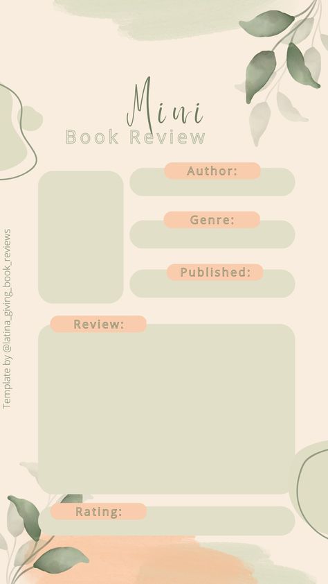 Mini Review Template, Mini Book Review Template, Reviews Template Instagram, Mini Book Review, Bookish Templates, Bookstagram Templates, Tablet Planner, Book Review Journal, Body Chart