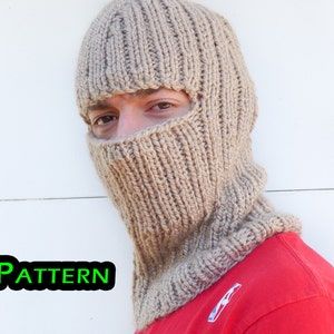 PATTERN Ski Mask Snowboarding Mask Balaclava Extremely | Etsy Canada Balaclava Pattern, Garter Stitch Scarf, Knitted Balaclava, Ski Mask, Handmade Hat, Crochet Slippers, Crochet Details, Easy Knitting, Hat Pattern