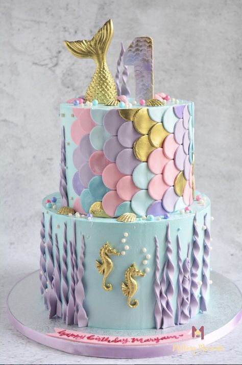 15 Mesmerizing Mermaid Cakes That You Will Love - Find Your Cake Inspiration Mermaid Birthday Cake, Little Mermaid Cakes, 5th Birthday Cake, Mermaid Theme Birthday Party, Mermaid Birthday Cakes, Sea Cakes, 4th Birthday Cakes, Little Mermaid Birthday, Mermaid Theme Birthday