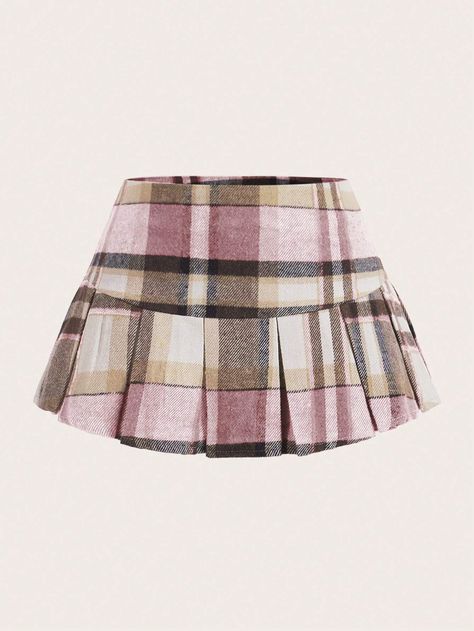 SHEIN x Carly Lawrence SHEIN EZwear Women's Autumn And Winter Plaid Pleated SkirtI discovered amazing products on SHEIN.com, come check them out! Cute Winter Skirts, Plaid Pink Skirt Outfit, Pink Plaid Skirt Outfit, Skirts For Winter, Pleated Skirt Plaid, Clothes Shein, Plaid Clothing, Pink Plaid Skirt, Winter Skirts