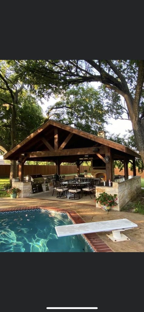 Pool Pavilions, Pool And Outdoor Living Area, Covered Grilling Station Outdoor, Backyard Pavilion Ideas Covered Patios, Outdoor Covered Patio Ideas Grill Area, Outdoor Kitchen Gazebo, Outdoor Kitchen And Fireplace, Outdoor Kitchen Ideas Covered, Outdoor Kitchen And Pool