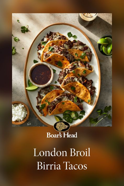 London Broil Birria, London Broil Tacos, What To Serve With Birria Tacos, Quick Birria Tacos Recipe, Vegetarian Birria Tacos Recipe, Birria Tacos And Consume, Crockpot London Broil, Not Spicy Birria Tacos, London Broil Recipes