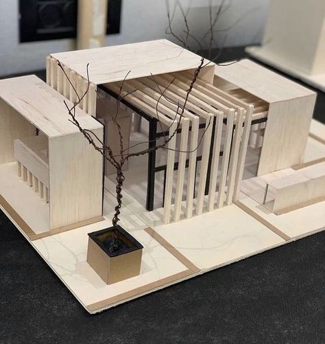 Wood Projects Architecture, Architecture Living Room Design, Open Concept Architecture, Small Models Architecture, Architecture Student Model, Architectural Models Making, Kit Of Parts Architecture, Arch Model Concept Ideas, Maquette Architecture Models