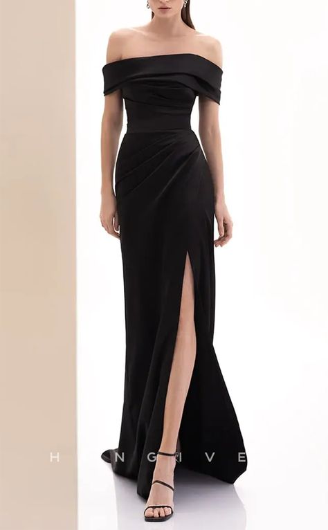 Gala Dresses Elegant, Black Off Shoulder Dress, Classy Prom, Prom Dresses Elegant, Dinner Dress Classy, Train Party, Evening Dress Fashion, Stylish Party Dresses, Pretty Prom Dresses