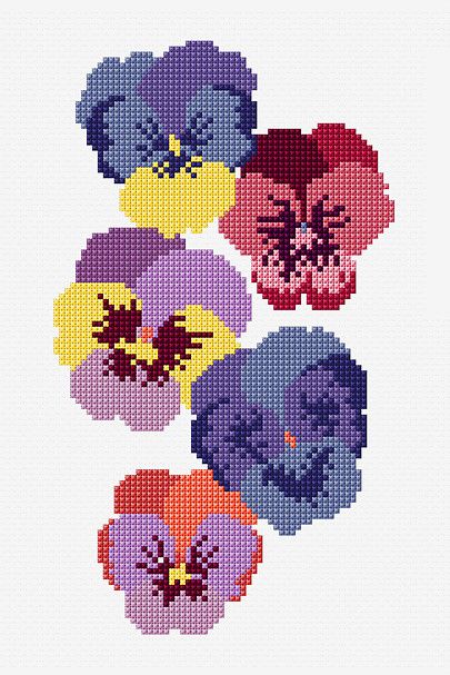 This cross stitch design includes a variety of pretty DMC Six-Strand Embroidery Floss, from pastel purples to dreamy blue hues. Stitch this design on kitchen... Needlecraft Patterns, Free Cross Stitch Patterns, Easy Cross Stitch Patterns, Stitch Flowers, Pola Kristik, Embroidery Patterns Free, Simple Cross Stitch, Knitting And Crochet, Cross Stitch Patterns Free