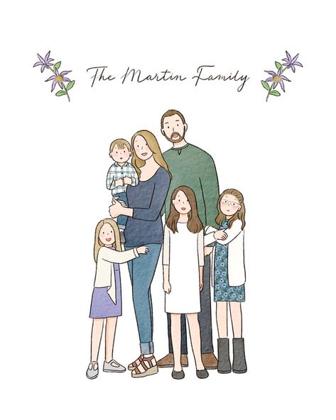 Prfl Pics, Faceless Pics, Christmas Gifts For Family, Home Decor Christmas Gifts, Family Drawing, Pets Drawing, Portrait Cartoon, Modern Disney, Custom Family Portrait