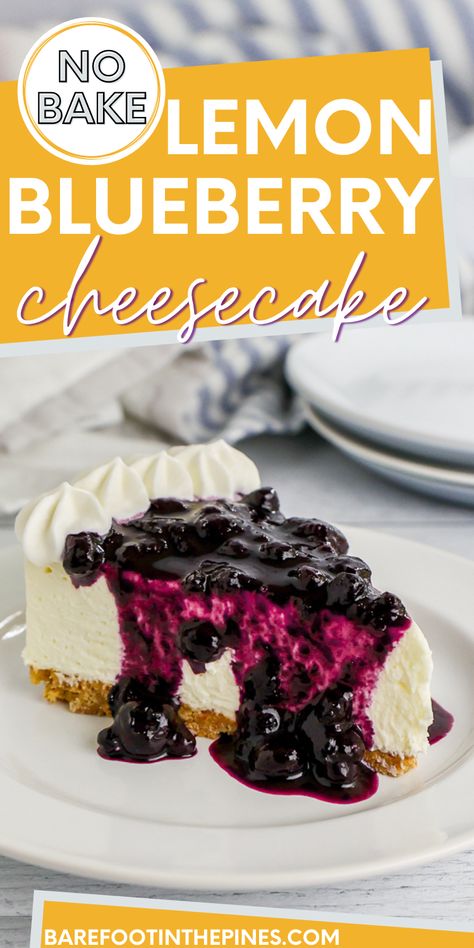 No Bake White Chocolate Blueberry Lemon Cheesecake, Blueberry Cheesecake Nobake, Lemon Blueberry No Bake Cheesecake, Blueberry Cheesecake Recipes No Bake, Whipped Cheesecake No Bake, No Bake Blueberry Cheesecake Recipe, Lemon Blueberry Dessert Recipes, Whipped Cheesecake, White Chocolate Whipped Cream