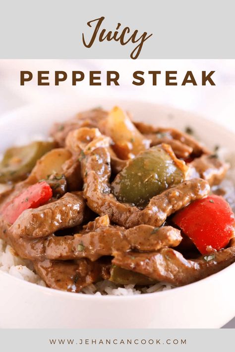 Pepper Steak - Jehan Can Cook Steak Wraps, Beef Strips, Hearty Meal, Pepper Steak, Tender Beef, Fried Vegetables, Jamaican Recipes, Meat Lovers, Peppers And Onions