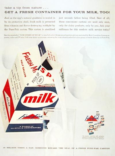 1957 Pure Pak milk carton