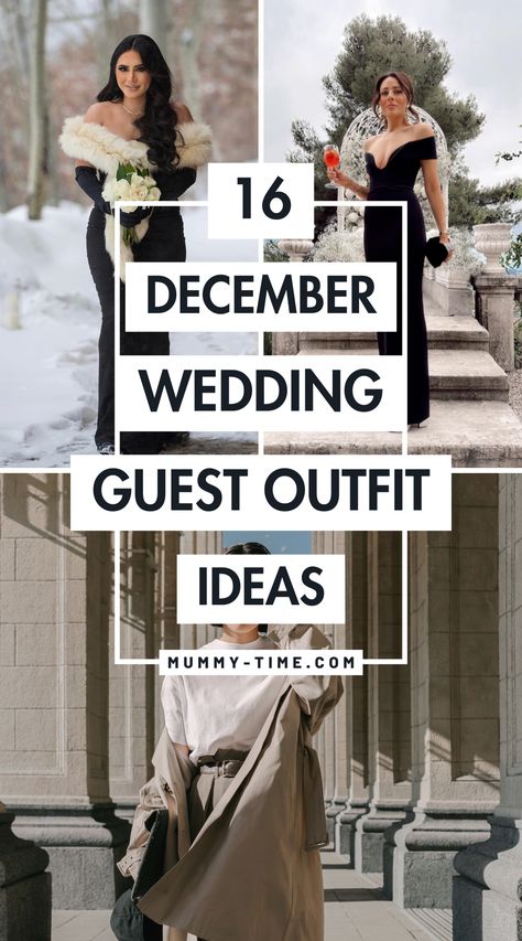 Be the best-dressed guest this December! Our outfit ideas showcase elegant styles that fit perfectly with the winter vibe. From rich colors to stunning textures, find your perfect look! ❄️🎉 Check out our recommendations and remember to save this pin for future reference! Sleek Wedding Look, Rehearsal Dinner Guest Outfit Winter, Wedding Guest December Outfit, Guest Wedding Outfits Winter, Winter Outfits Wedding Guest, Winter Wedding Guest Outfit With Boots, Outdoor Winter Wedding Guest Outfit, Winter Cocktail Wedding Guest, Winter Wedding Guest Outfit Formal