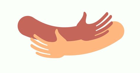 Human hugs hugging hands support and love symbol hugged arms girth silhouette unity and warmth feeling, flat vector illustration Self Hug Illustration, Simple Acts Of Kindness, Hug Cartoon, Hug Illustration, Hands Drawing, Love Symbol, Flat Vector Illustration, The Giver, Acts Of Kindness