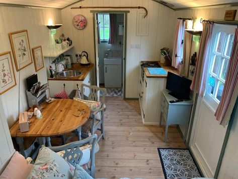 Shotgun House Interior, Dog Friendly Garden, Tiny Wood Stove, Shed Home, Cozy Living Spaces, Shepherds Hut, Modern Tiny House, Ensuite Bathroom, Tiny House Movement