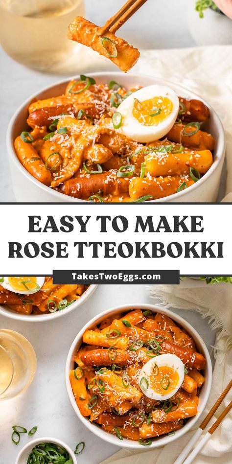 Toboki Recipe, Rose Tobokki, Tteokbokki Not Spicy, Rose Teokkboki Recipe, Rose Teokkboki Recipes, Rose Tokbokki, Rose Teokkboki, Mild Tteokbokki Recipe, Tobboki Korean Recipe