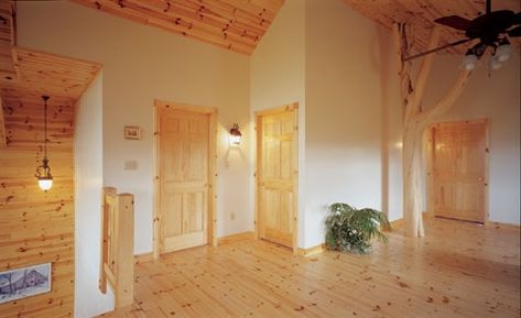 Knotty Pine Flooring - The Log Home Shoppe Master Suite Floor Plans, Barnwood Paneling, Knotty Pine Trim, Knotty Pine Doors, Knotty Pine Paneling, Interior Wall Insulation, Pine Trim, Pine Flooring, Barn Apartment