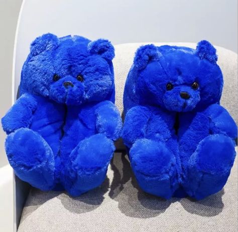 Teddy Bear Slippers, Bear Shoes, Teddy Bear Cartoon, Fluffy Teddy Bear, Blue Teddy Bear, Bear Slippers, Teddy Bear Design, Animal Slippers, Plush Slippers