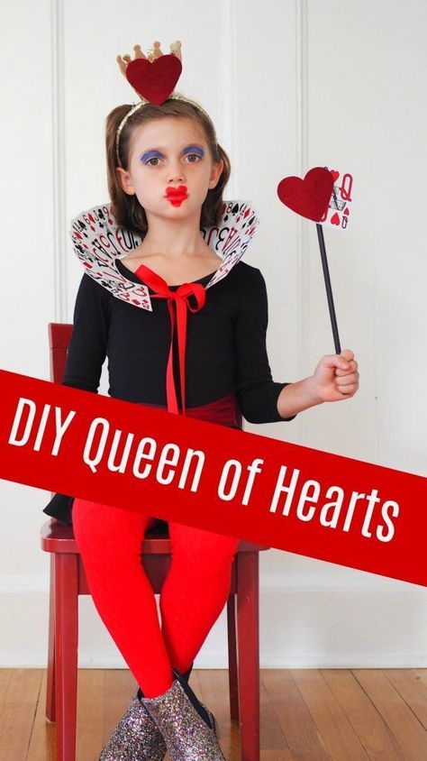 DIY Queen of Hearts costume for kids  Easy DIY Alice in Wonderland & Queen of Hearts Costumes Diy Alice In Wonderland Costume, Diy Queen Of Hearts Costume, Diy Queen Of Hearts, Diy Halloween Dress, Diy Alice In Wonderland, Halloween Dress Up Ideas, Best Diy Halloween Costumes, Wonderland Queen Of Hearts, Alice In Wonderland Queen