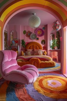 Parlor Ideas, Unique Bedrooms, Funky Bedroom, Bold Interior, Funky Living Rooms, Funky Home, Funky Decor, Funky Home Decor, Eclectic Bedroom