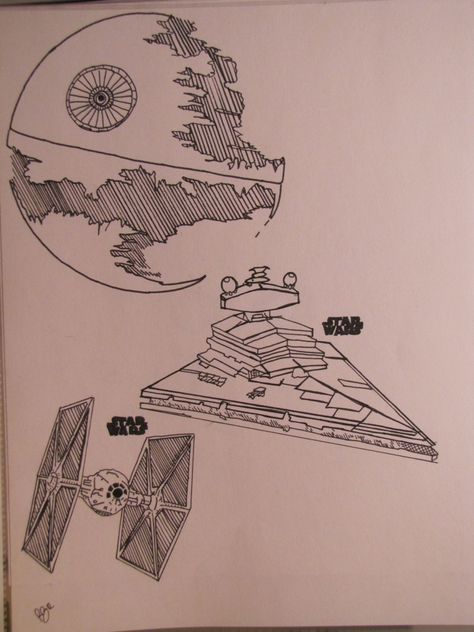 Star Wars Ship Drawing Easy, Star Wars Spaceships Drawing, Starwars Simple Art, At At Star Wars Drawing, Star Wars Doodle Art, Star Wars Sketches Pencil, Star Wars Sketches Easy, Sketches Star Wars, Star Wars Art Drawings Sketch