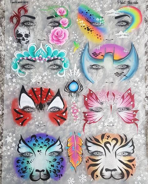 Updated my display board #facepaint #facepainting #trainingtriedandtested #sillyfarm #thefacepaintingshop #spiderman #butterfly #roses #tiger #leopard #skull #rainbow #princess #batman #colour #art #artist #love #paint #heart Princess Batman, Rainbow Face Paint, Mask Face Paint, Animal Face Paintings, Leopard Skull, Christmas Face Painting, Face Painting Tutorials, Face Paint Kit, Face Painting Easy