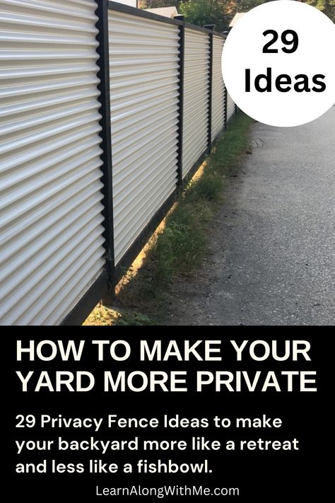 Would you spend more time in your backyard if your neighbors couldn't see your every move? Here are some privacy fence ideas to get you thinking about the possibilities. Imagine backyard yoga or stretching without watching eyes. This isn't a comprehensive list of how to build these privacy fences. It is intended to be a collection of privacy fence ideas so you can see some of the options out there. Click to have a look. Temporary Fence Ideas, Fence Privacy Ideas, Inexpensive Privacy Fence Ideas, Best Privacy Fence, Diy Fences, Backyard Yoga, Shadow Box Fence, Privacy Fence Ideas, Wooden Fence Panels