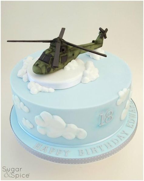 The 'Lynx' effect ... - Cake by Sugargourmande Lou http://www.facebook.com/SugarandSpiceGourmandise Easy Fondant Cupcakes, Helicopter Cake, Police Birthday Cakes, Airplane Cake, Choc Cake, Planes Birthday, Dad Birthday Cakes, 50th Cake, Cake Models