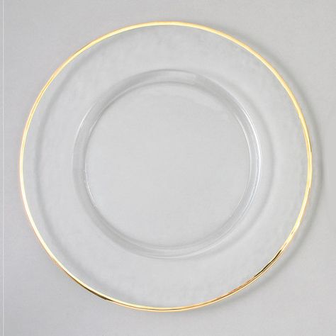 Found it at Wayfair - 13" Rim Charger Plate Gold Charger Plates Wedding, Clear Glass Charger Plates, Vintage Charger Plates, Restauration Hardware, Tea Party Table Settings, Wedding Table Place Settings, Charger Plates Wedding, Gold Charger Plate, Clear Plates