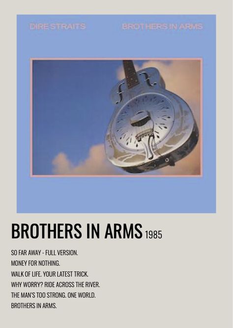 Brothers In Arms Dire Straits, Arms Aesthetic, Newcastle Football, Money For Nothing, Album Posters, Skin Images, Dire Straits, Brothers In Arms, Types Of Music