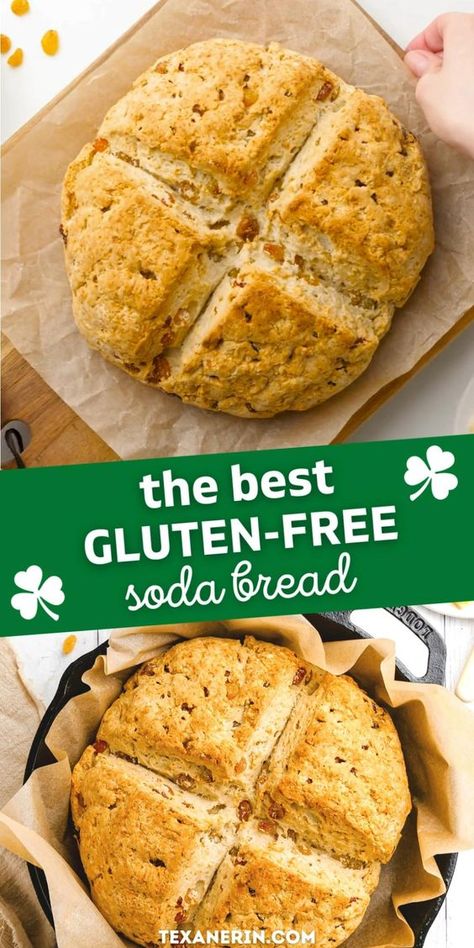 This gluten-free soda bread has an amazing texture, requires basic ingredients (including a gluten-free flour blend), and is one of the easiest homemade bread recipes that you can make. With a dairy-free option. Perfect for a gluten-free St. Patrick's Day! Gluten Free Soda Bread Recipe, Easiest Homemade Bread, Gluten Free Soda Bread, Homemade Bread Recipes, Gluten Free Bread Machine, Homemade Gluten Free Bread, Paleo Breads, Best Gluten Free Bread, Soda Bread Recipe