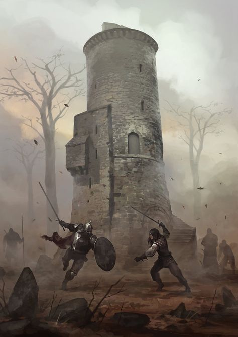 Tower by michalivan Knight Art, Hur Man Målar, Fantasy Book, Fantasy Setting, Wow Art, Fantasy Concept Art, High Fantasy, Fantasy Warrior, Arte Fantasy