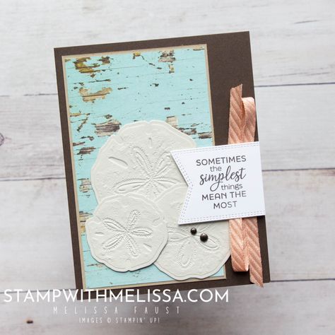 Stampin' Up! Seaside Wishes Card Sea Cards, Sand Dollars, Aquamarine Colour, Friendship Cards, Card Kits, The Seaside, Sand Dollar, Paper Pumpkin, Card Kit