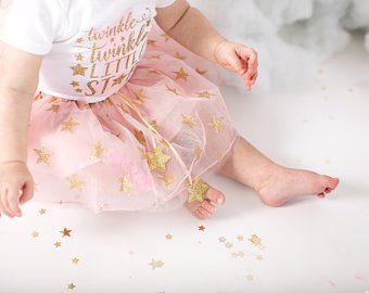 First Birthday Outfits Monthly Onesies Baby by noellebydesign 1st Bday Outfit, Star First Birthday, Gold Birthday Outfit, Pink Gold Birthday, First Birthday Outfit Girl, Gold Tutu, First Birthday Outfit, Baby Legs, Baby Garments