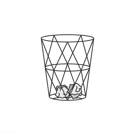 Illustration of paper bin or garbage can | free image by rawpixel.com Trash Bin Drawing, Trash Can Tattoo, Trash Can Drawing, Trash Can Illustration, Bin Illustration, Bin Drawing, Waste Illustration, Trash Drawing, Recycle Bin Icon