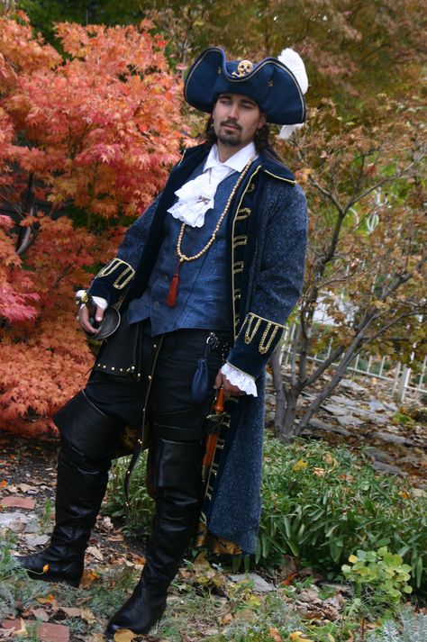 Fancy Pirates Pirate Formal Wear, Fancy Pirate Outfit Men, Pirate Wedding Suit, Fancy Pirate Outfit, Fancy Pirate, Pirate Fashion Aesthetic Male, Blue Pirate Outfit, Pirate Cosplay Men, Blue Pirate Outfit Male