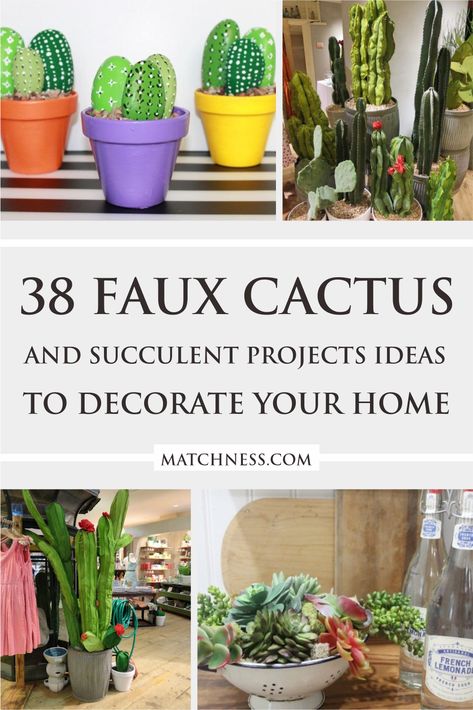 38 Faux Cactus and Succulent Projects and Ideas to Decorate Your Home ~ Matchness.com Succulent Projects, Mini Cactus Garden, Fake Cactus, Artificial Cactus, Faux Cactus, Cactus Diy, Mini Cactus, Succulent Wall, Cactus Decor