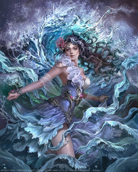 Thetis illustration from Mobius Final Fantasy #art #illustration #artwork #gaming #videogames #gamer Thetis Goddess, Mobius Art, Mobius Final Fantasy, Legend Of Cryptids, Water Goddess, Greek Goddesses, Final Fantasy Artwork, Sea Serpent, Roman Gods