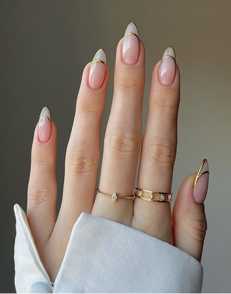 Gold Nail Designs, Subtle Nails, Work Nails, Casual Nails, Elegant Nails, Chic Nails, French Tip Nails, Gold Nails, Cute Acrylic Nails