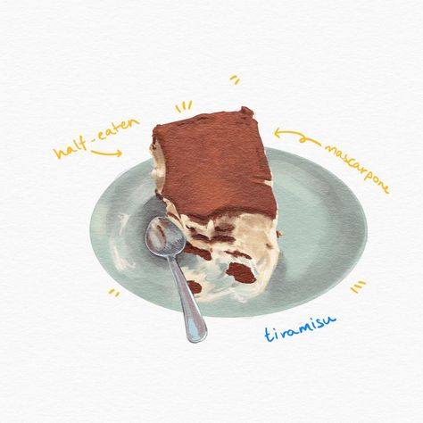 Not really PleinAirpril Day 6 but I had a food date to both La Grange and The French Window Patisserie recently and I just had to draw what I ate hehehe . Thank you @lagrange_pune and @thefrenchwindowpatisserie for serving such amazing food! . . #pleinair #pleinairpainting #pleinairpril #nopleinnogain #foodart #tiramisu #peachicedtea #spaghetti #vietnameseicedcoffee #foodstagram #foodporn #frenchbakery #desserts Tiramisu Drawing, French Desserts Aesthetic, Tiramisu Illustration, Dessert Illustrations, Anime Procreate, Food Date, Strawberry Tiramisu, Shop Name Ideas, French Window