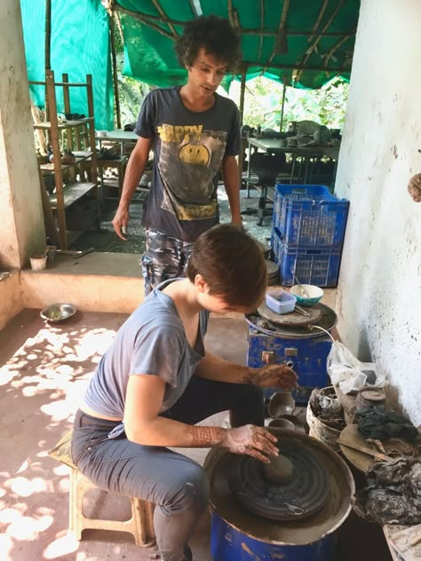 You can learn pottery for a week on the beaches of India #slowtravel Goa India Photography, Goa Architecture, Goa Culture, Ancient Pottery India, Old Sculpture India, Backyard Studio, Organic Ceramics, Cultural Diversity, North And South America