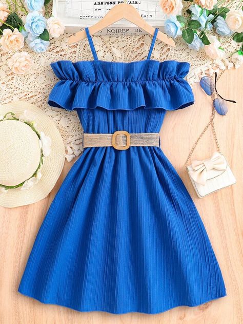 Cute Blue Outfits, Kids Summer Dresses, Shein Kids, Cute Dress Outfits, Teen Girl Dresses, Casual White Dress, Black White Yellow, White Dress Summer, Dresses Kids Girl