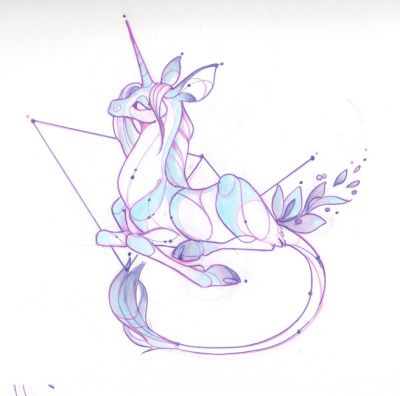 Simple Mythical Creature Drawings, Unicorn Reference, Unicorn Sketch Pencil, Fantasy Bunny, Unicorn Oc, Magical Horse Drawing, Mystical Pets Drawing, Unicorn Creature Design, Unicorn Fursona