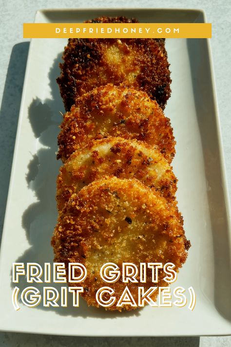 Grits Quiche Southern Living, Grits And Gravy Recipe, Grits Dressing Recipe, Smoked Gouda Grit Cakes, Yellow Corn Grits Recipes, Recipes For Grits, Fried Grit Balls, Grits Cakes Fried, Spicy Grits Recipe