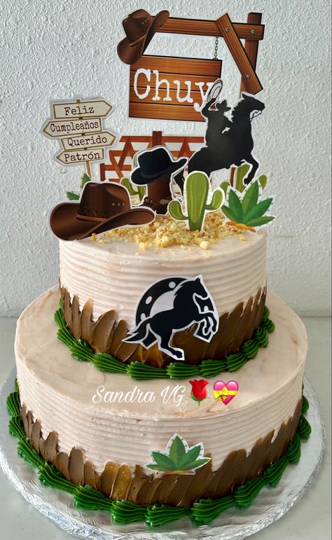 Cowboy Themed Cake, Cowboy Cake Ideas, Rodeo Cake Ideas, Vaquero Cake, Cowboy Theme Cake, Bolo Country, Cowboy Birthday Cake, Native American Cake, Western Theme Cakes