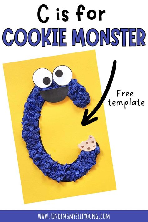 Letter C Cookie Craft, Cookie Monster Template, Letter C Craft, Monster Template, Sesame Street Crafts, C Craft, Letter C Activities, Letter C Crafts, Letter E Craft