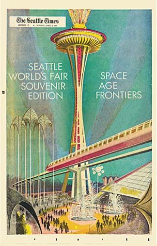 Historic Space Needle Space World, Space Needle Seattle, Times Newspaper, Evergreen State, World Of Tomorrow, Worlds Fair, Big 5, Emerald City, World's Fair