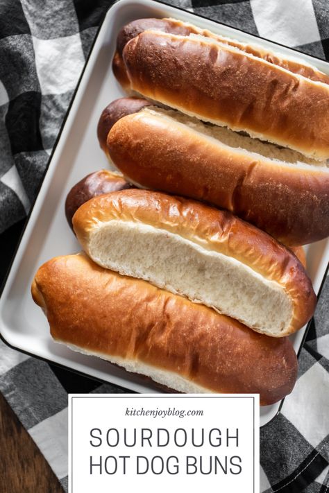 Sourdough Hot Dog Buns, Homemade Hot Dog Buns, Homemade Hot Dogs, Recipe Using Sourdough Starter, Sourdough Starter Discard Recipe, Homemade Sourdough Bread, Bread Starter, Sourdough Starter Recipe, Yeast Bread Recipes