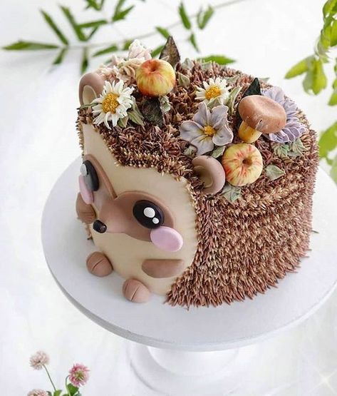 Vom Avea Un Copil, Tårta Design, Hedgehog Cake, Animal Birthday Cakes, Animal Cakes, Fall Cakes, Baby Birthday Cakes, Cake Decorating Designs, Crazy Cakes