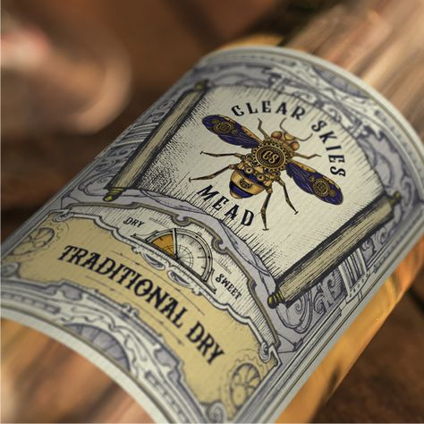 Mead Bottle Design, Mead Label Design, Mead Packaging, Mead Label, Study Design, Mead, Vintage Labels, Merchandise Design, Bottle Labels