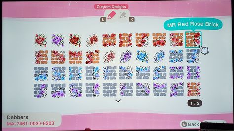 Acnh Flower Brick Path, Flower Brick Path Animal Crossing, Acnh Red Path Design, Animal Crossing Red Path, Acnh Blue Rose Path, Acnh Red Flower Path, Acnh Red Flower Design, Acnh Red Path, Animal Crossing Flower Codes