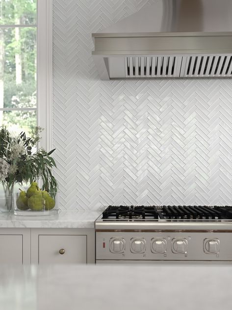 Elida Ceramica White 12-in x 12-in Glossy Glass Herringbone Wall Tile (0.852-sq. ft/ Piece) Lowes.com White Grey Backsplash, White Herringbone Backsplash Kitchen, Herringbone Backsplash Kitchen, Herringbone Wall Tile, White Herringbone Backsplash, White Glass Tile, Herringbone Wall, Grey Backsplash, Herringbone Backsplash